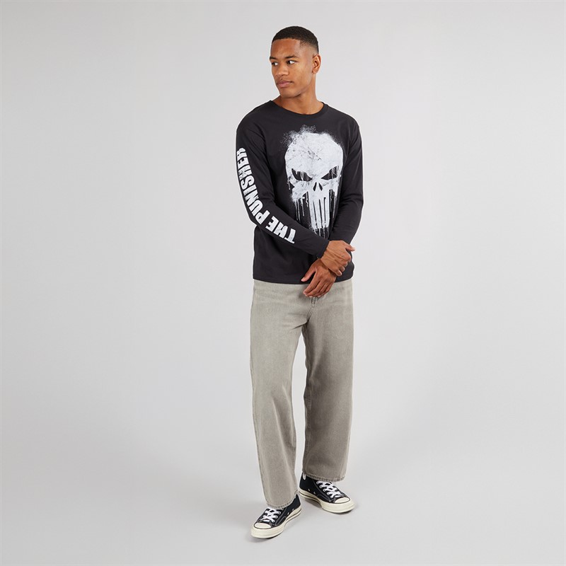 Marvel Mens The Punisher Skull Long Sleeve T-Shirt Black