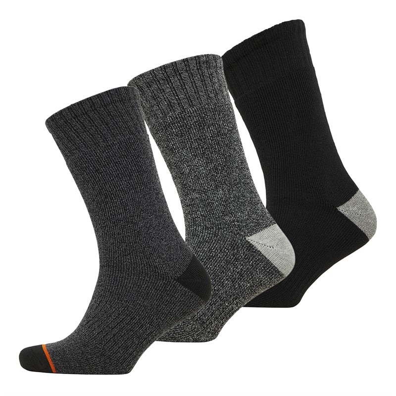 WEATHERPROOF Mens Three Pack Thermal Crew Socks Grey/Black