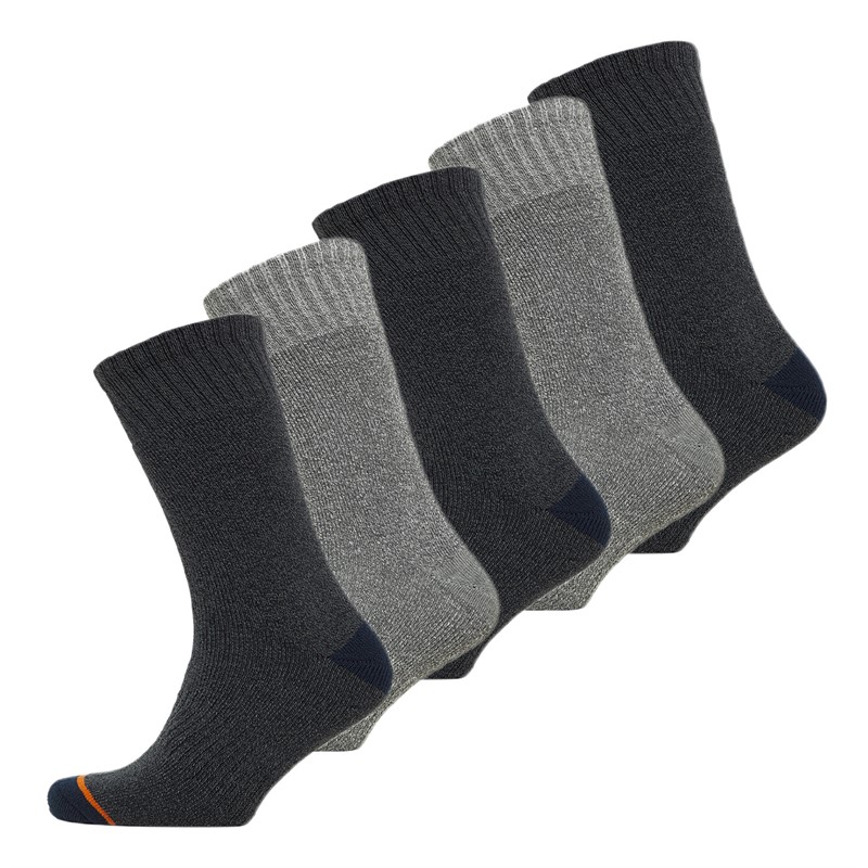 WEATHERPROOF Mens Five Pack Thermal Crew Socks Grey/Navy