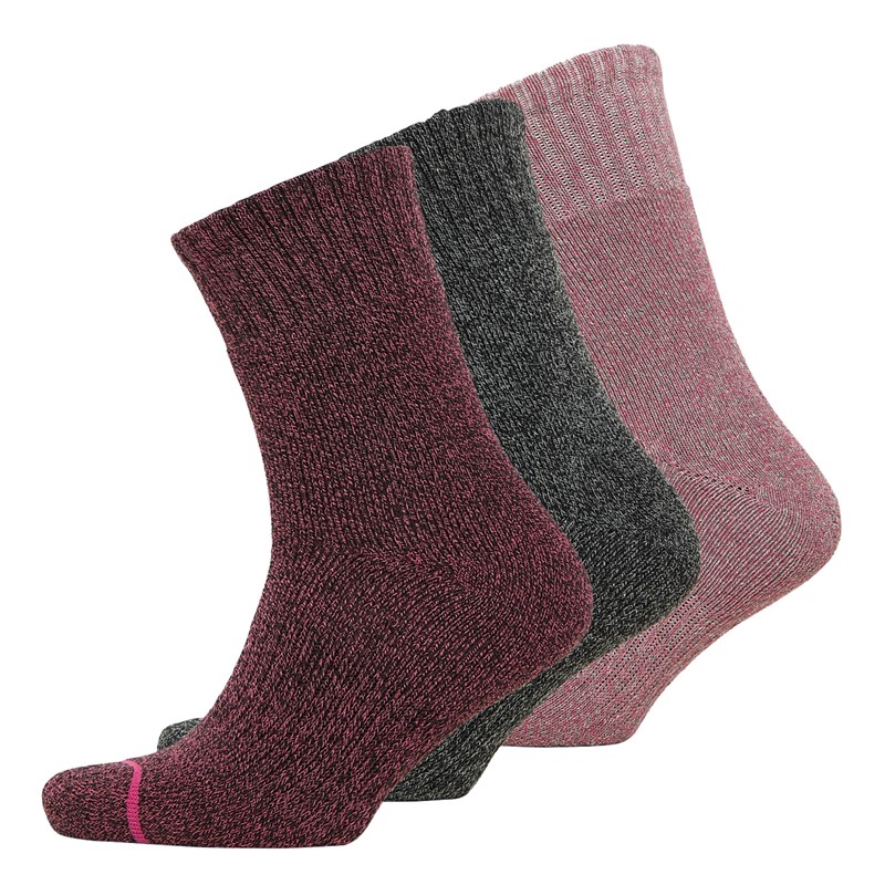 WEATHERPROOF Womens Three Pack Thermal Crew Socks Rapture Rose/Medium Grey/Black Medium Pink