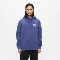 Wood Wood Herre Cass Brystprint Hættetrøje Skipper Blue