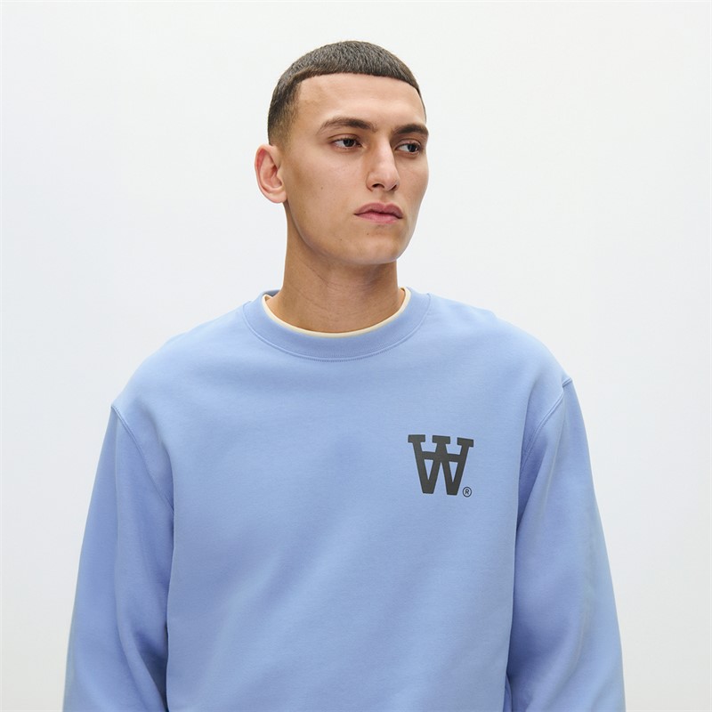 Wood Wood Herre Noel Bryst Print Sweatshirt Azurine