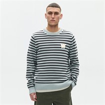 Wood Wood Herren Tay Rundhals Pullover Slate Stripe