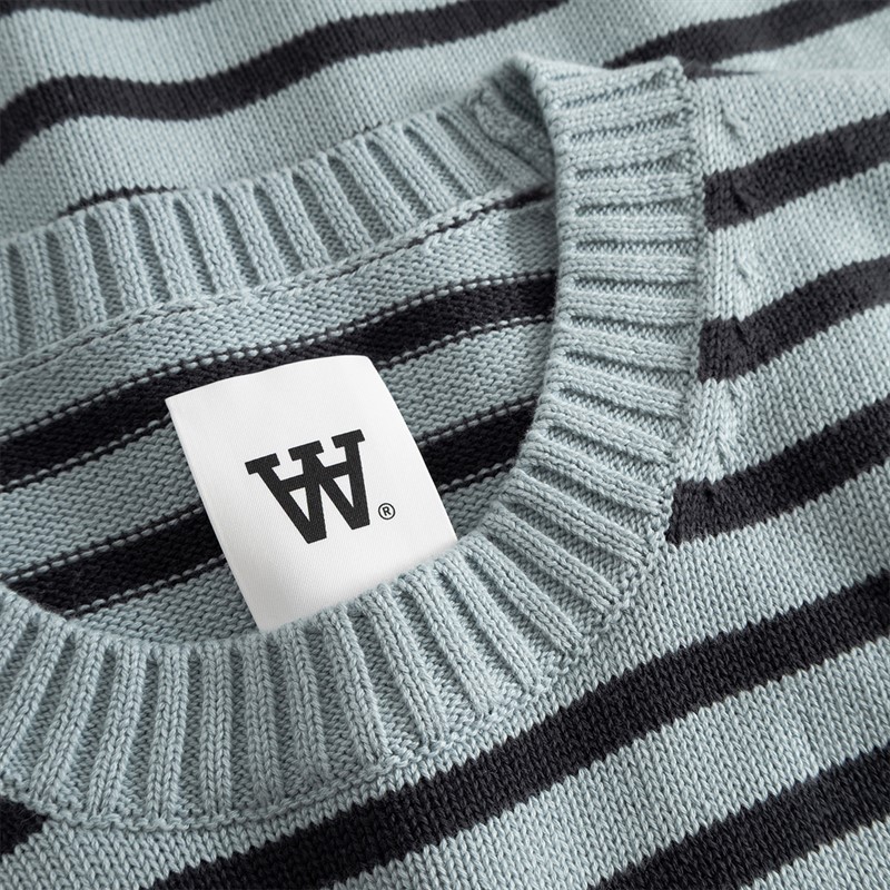 Wood Wood Herren Tay Rundhals Pullover Slate Stripe