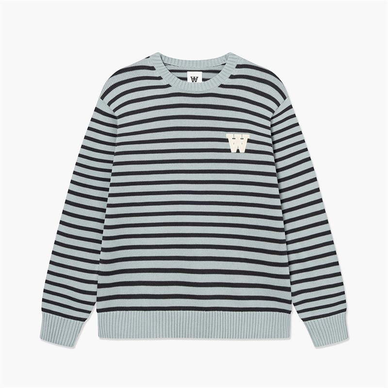 Wood Wood Herren Tay Rundhals Pullover Slate Stripe