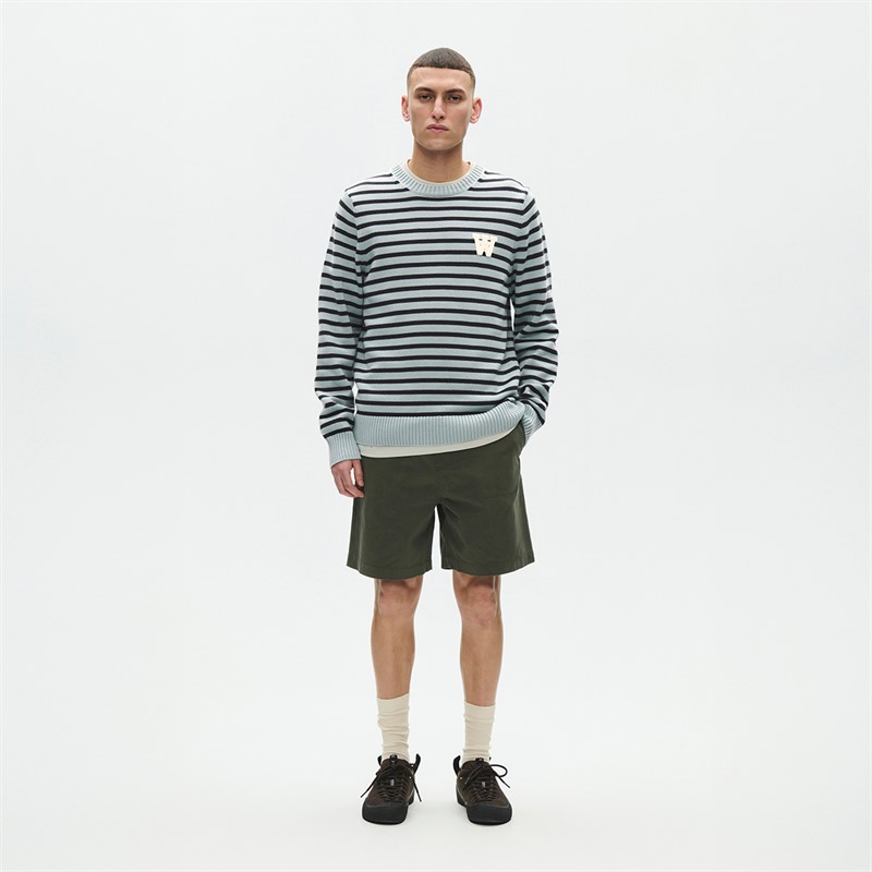 Wood Wood Herren Tay Rundhals Pullover Slate Stripe