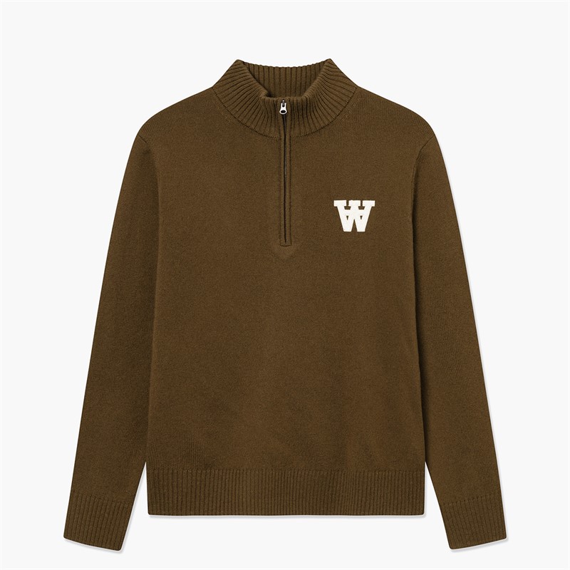 Wood Wood Herren Tay Halb Reißverschluss Pullover Desert Palm