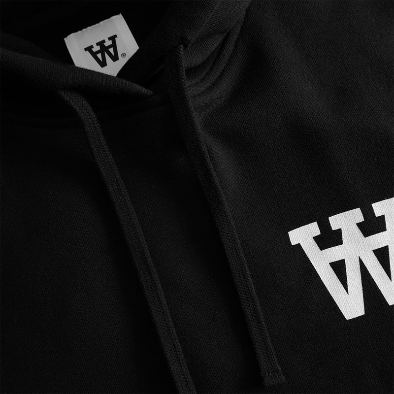 Wood Wood Herren Cass Print Hoodie Schwarz