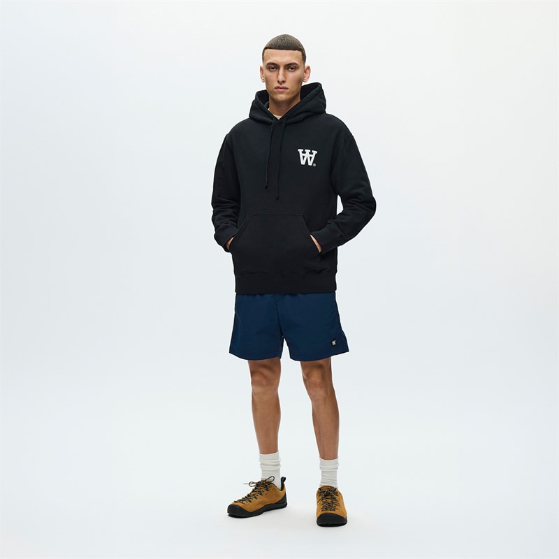 Wood Wood Herren Cass Print Hoodie Schwarz