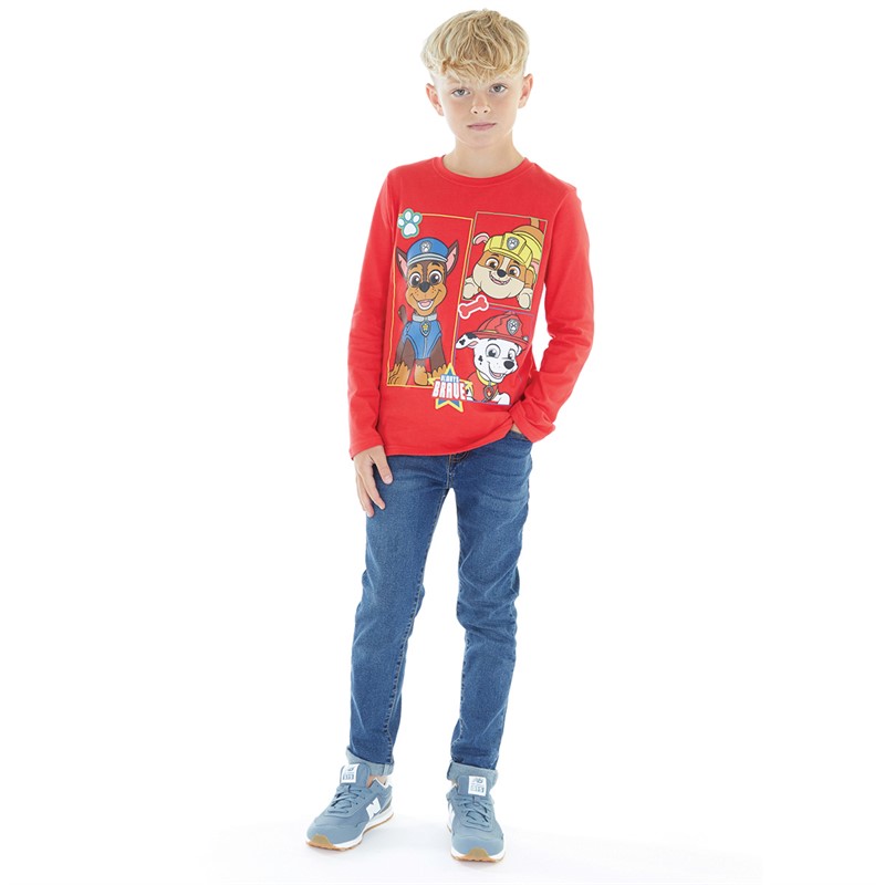 PAW Patrol Jungen T-Shirts mit langem Arm. Rot