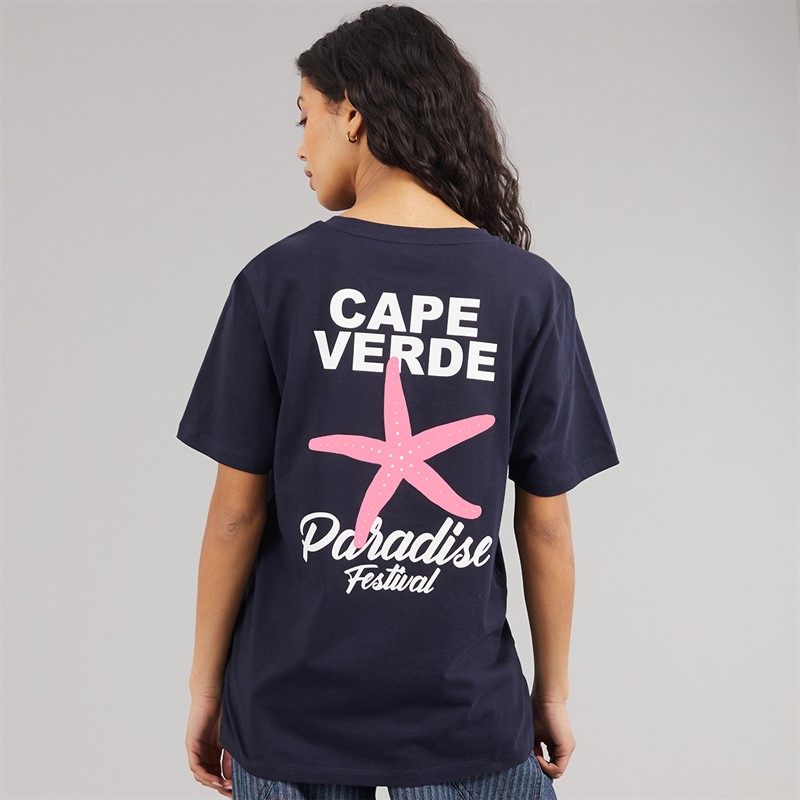Weekend Vibes Womens Stared T-Shirt Sky Captain Navy