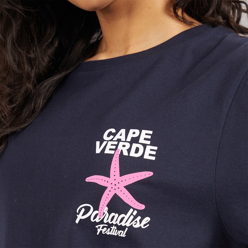 Weekend Vibes Womens Stared T-Shirt Sky Captain Navy