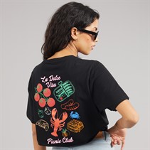 Weekend Vibes Womens Waffles T-Shirt Jet Black