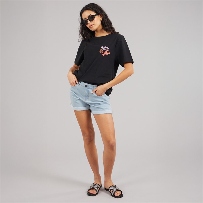 Weekend Vibes Womens Waffles T-Shirt Jet Black