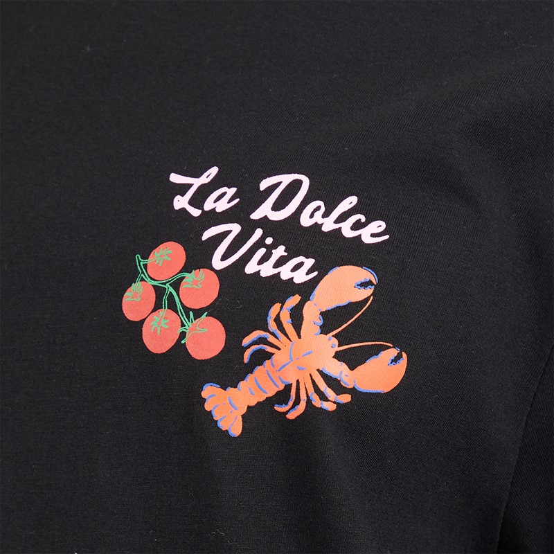 Weekend Vibes Womens Waffles T-Shirt Jet Black