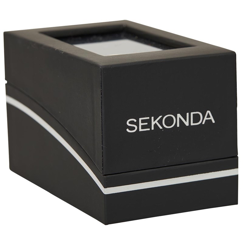 SEKONDA Mens Classic Leather Strap Watch Black