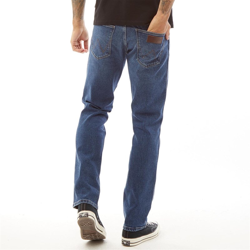 Buy Wrangler Mens Greensboro Straight Fit Jeans Blue Fest
