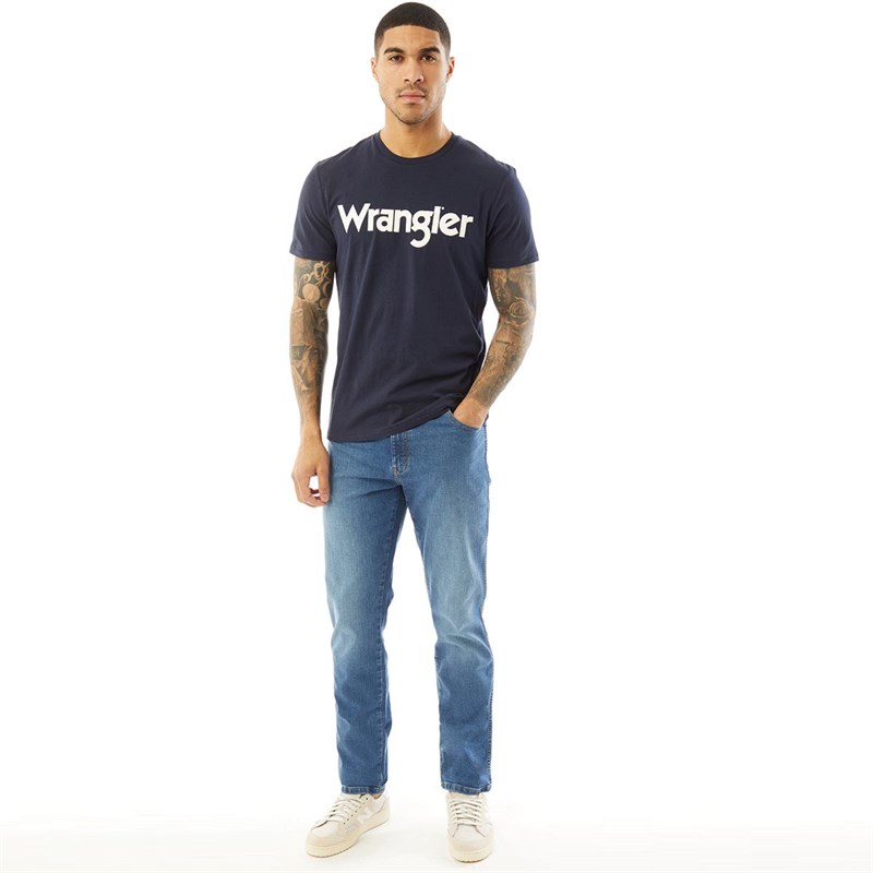 Wrangler Mens Texas Slim Fit Jeans Flanker Blue