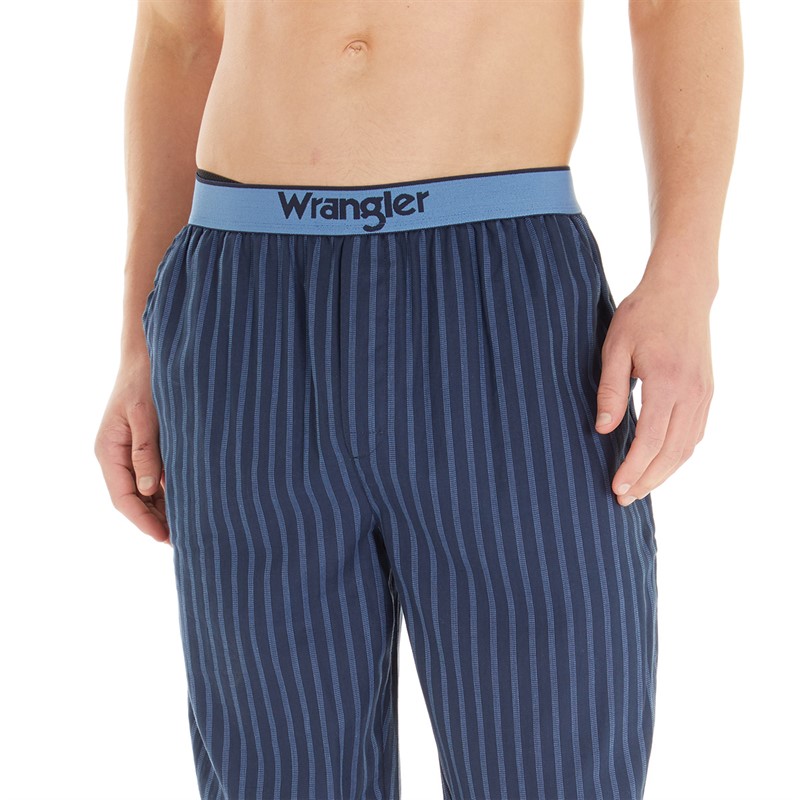 Wrangler Mens Spring Woven Lounge Pants Navy Stripe