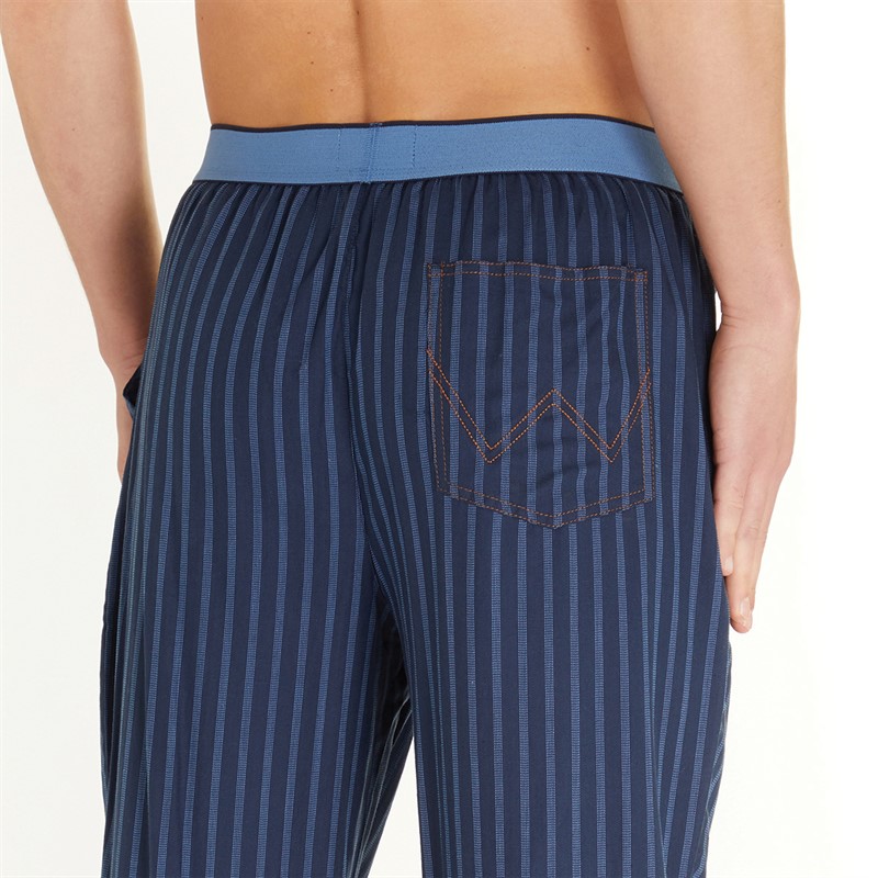 Wrangler Mens Spring Woven Lounge Pants Navy Stripe