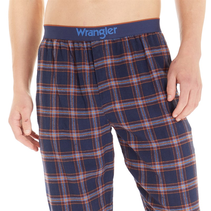 Wrangler Mens Salt Woven Lounge Pants Navy Check
