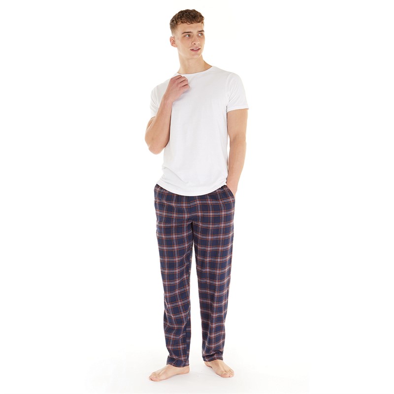 Wrangler Mens Salt Woven Lounge Pants Navy Check