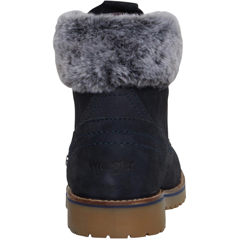 Wrangler Womens Alaska Fur Boots Navy