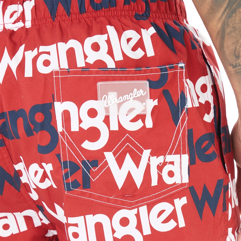 Wrangler Mens Faust Printed Swim Shorts Red/Navy/White Print