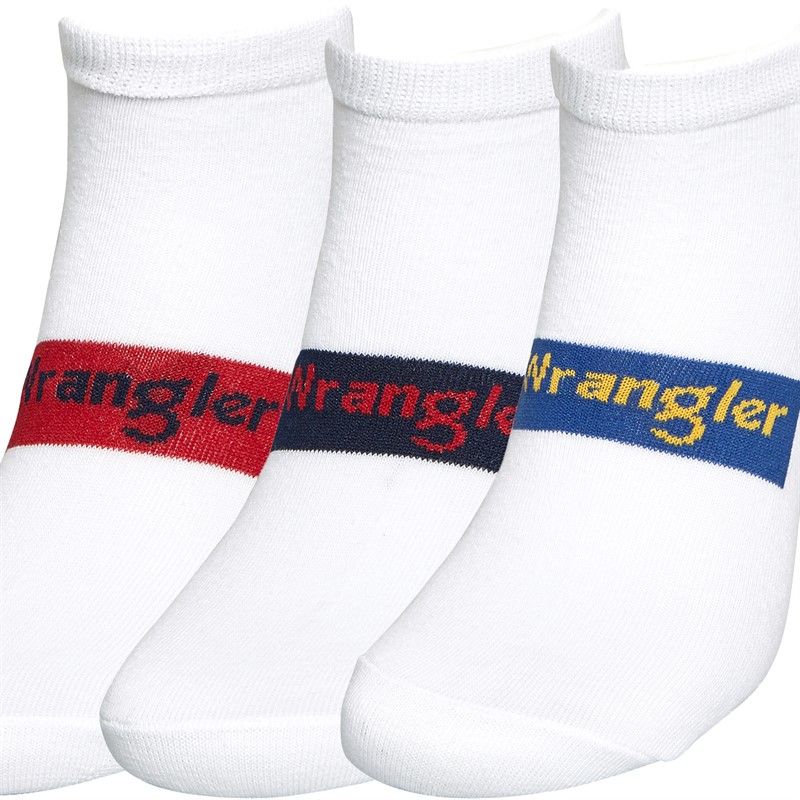 Wrangler Mens Brunton Three Pack Trainer Socks White/Red/Blue/Navy