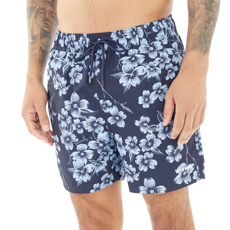 Wrangler Mens Venus Printed Swim Shorts Navy Print