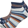 Wrangler Mens Darroch Three Pack Trainer Socks Denim/Leather Brown Stripes