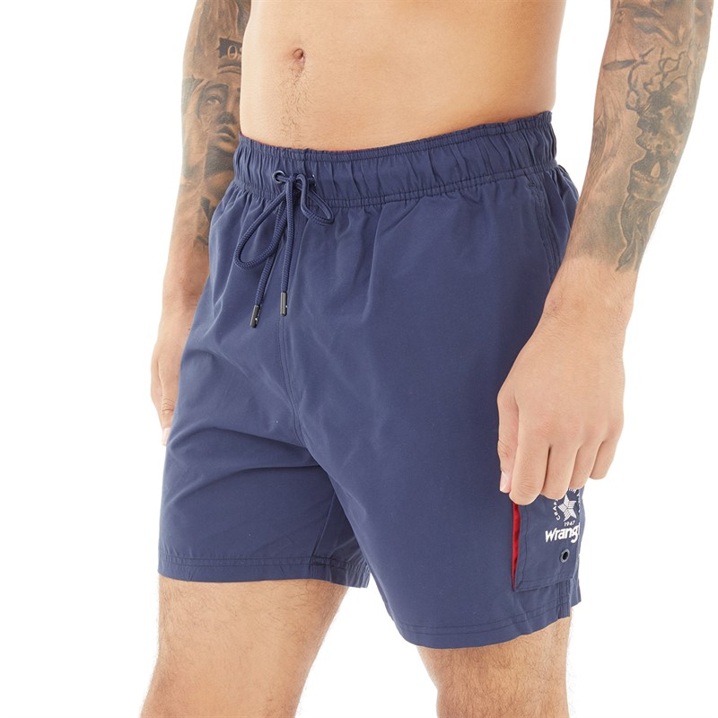 Wrangler Mens Tiger Solid Colour Swim Shorts Navy