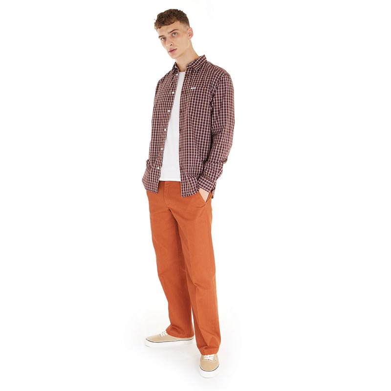 Wrangler Mens 1 Pocket Long Sleeve Shirt Dahlia