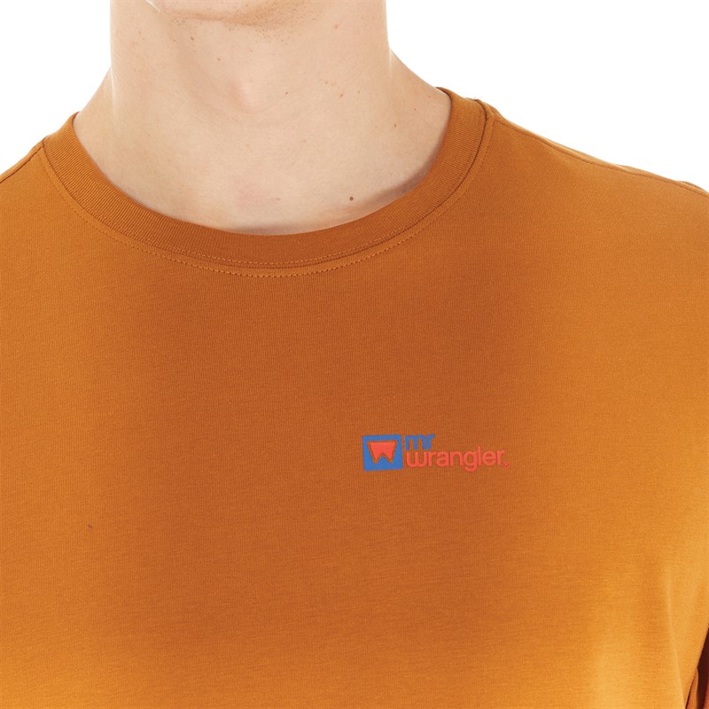 Wrangler Mens Graphic T-Shirt Leather Brown
