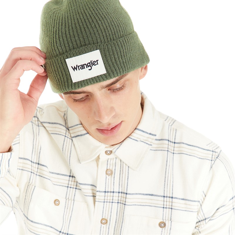 Wrangler Mens Rib Beanie Dusty Olive