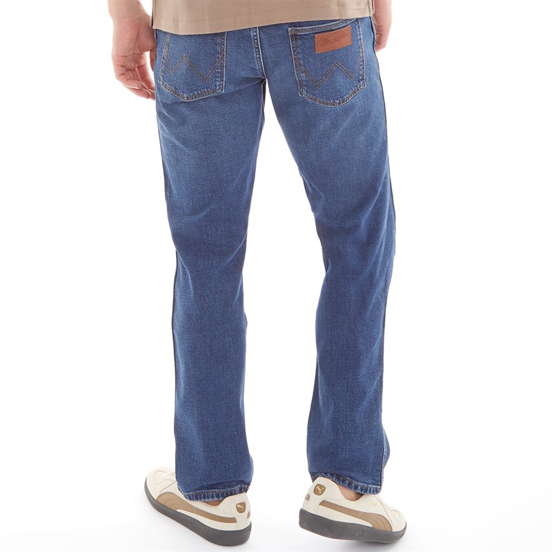 Wrangler Mens Greensboro Regular Straight Fit Jeans Rain Drop