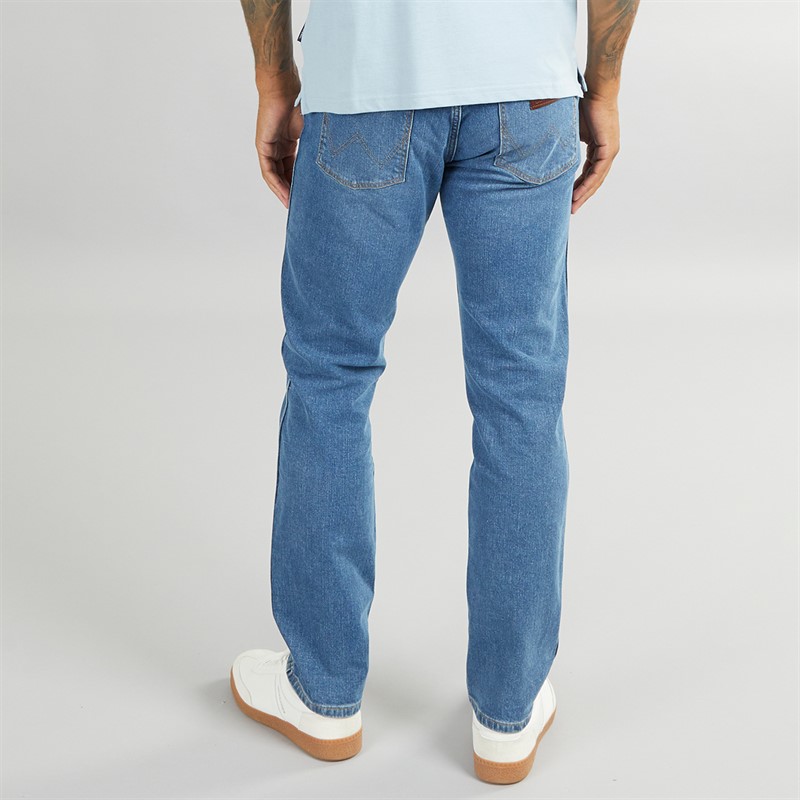Wrangler Mens Greensboro Regular Straight Fit Jeans Oakwood Blue