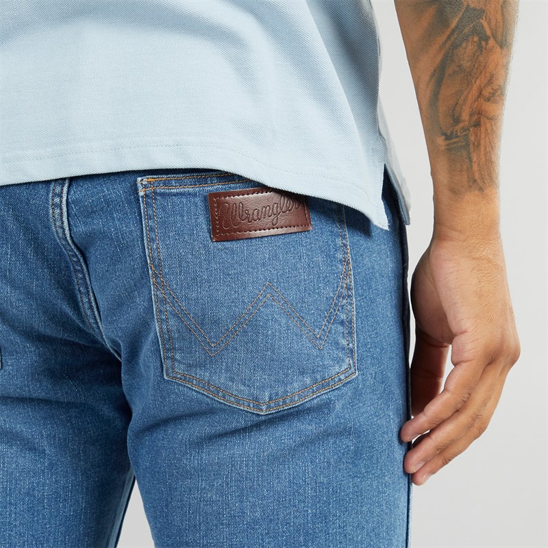 Wrangler Mens Greensboro Regular Straight Fit Jeans Oakwood Blue