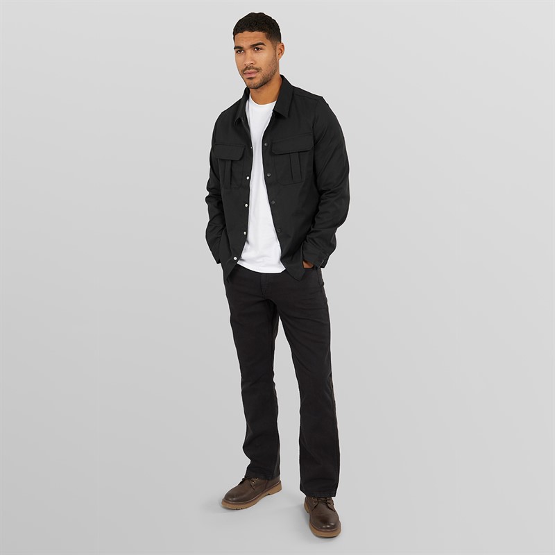 Wrangler Mens Horizon Regular Bootcut Jeans Black Rinse