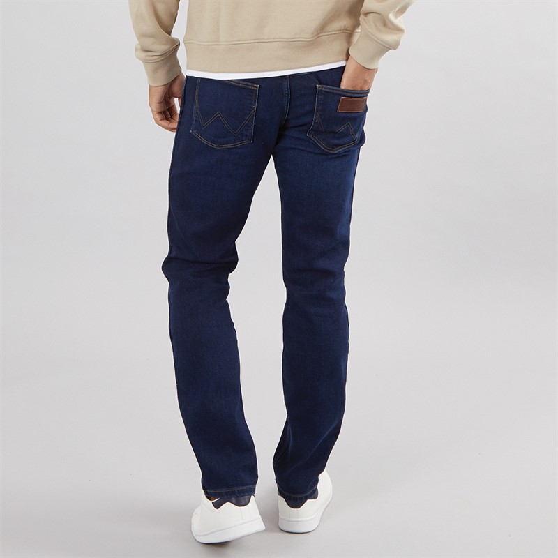 Wrangler Mens Greensboro Regular Straight Fit Jeans Cosmic Blue