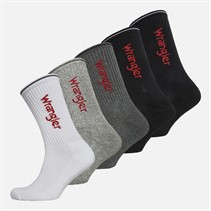 Wrangler Mens Page Five Pack Crew Socks Blacks/White/Grey Marl/Charcoal Marl