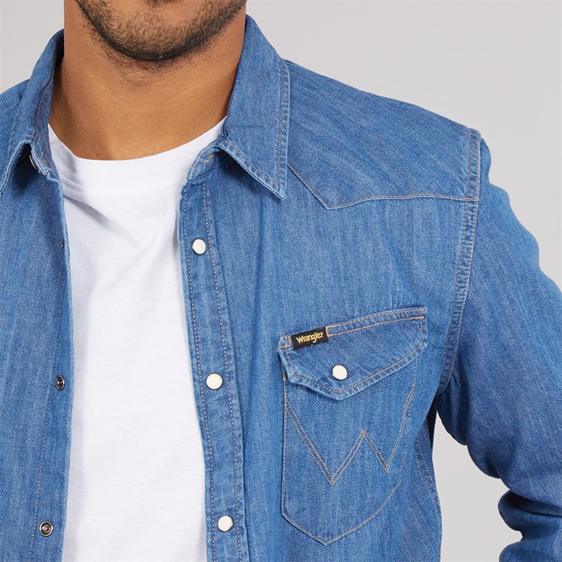 Wrangler Mens Western Shirt Mid Stone