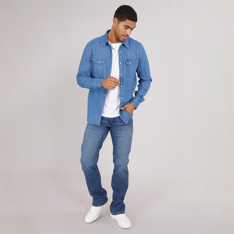 Wrangler Mens Western Shirt Mid Stone