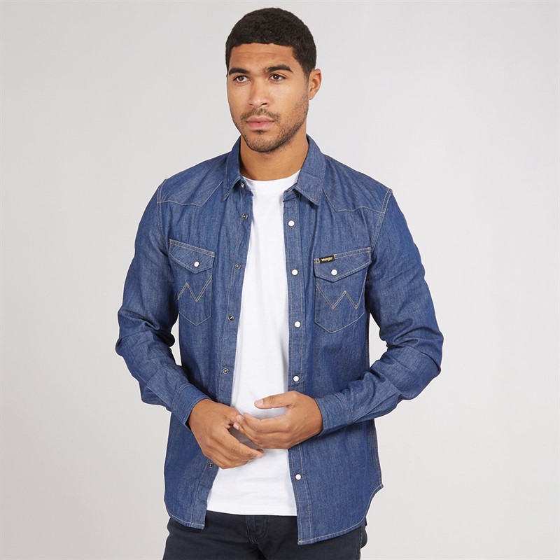 Wrangler Mens Western Shirt Dark Stone