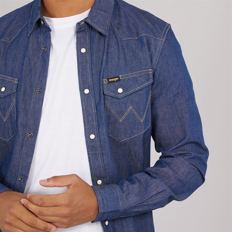 Wrangler Mens Western Shirt Dark Stone