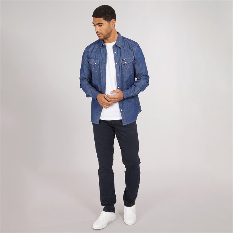 Wrangler Mens Western Shirt Dark Stone