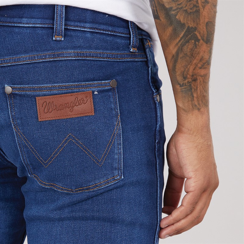 Wrangler Mens Greensboro Regular Straight Jeans Blue Jam