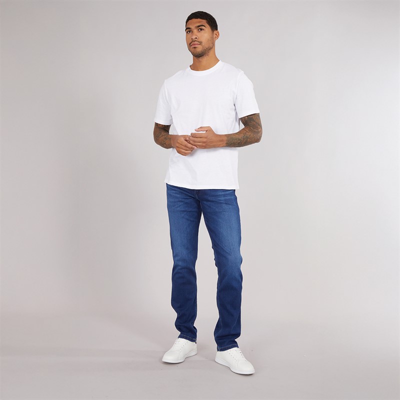 Wrangler Mens Greensboro Regular Straight Jeans Blue Jam