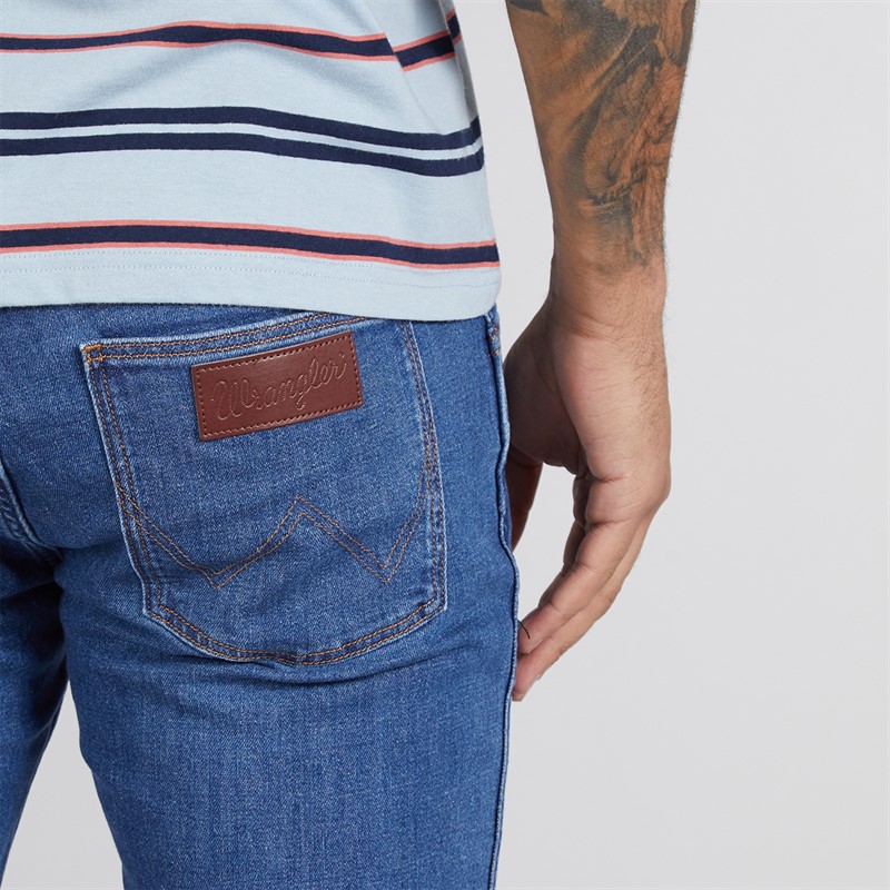 Wrangler Mens Greensboro Straight Fit Jeans Mid Visual