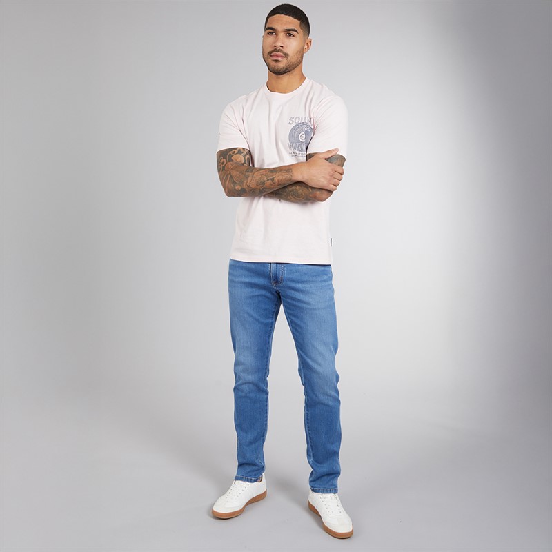 Wrangler Mens River Regular Tapered Jeans Light Visual